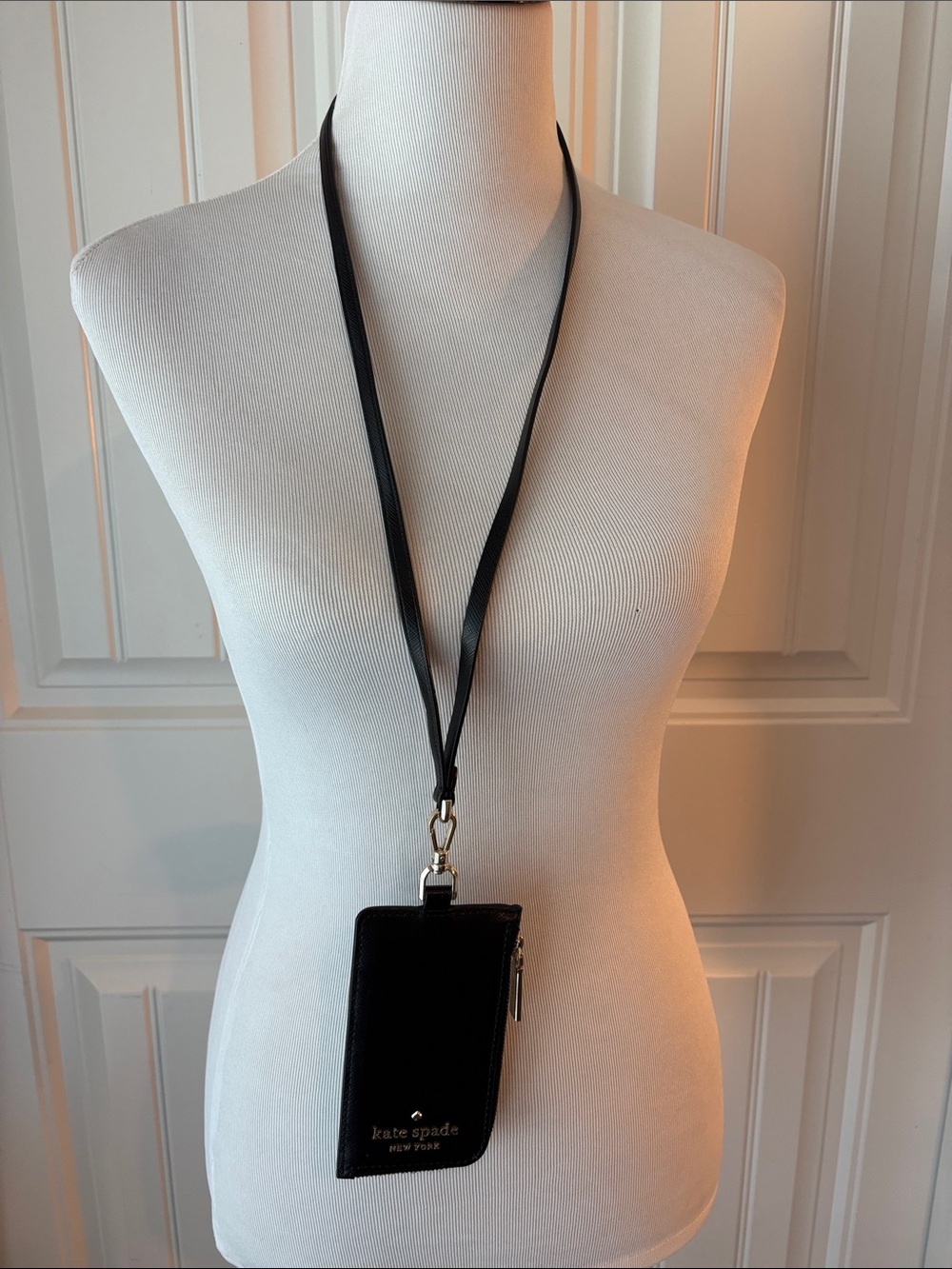 kate spade Black Saffiano Leather Lanyard Card Case with Gold Hardware - Picture 2 of 5